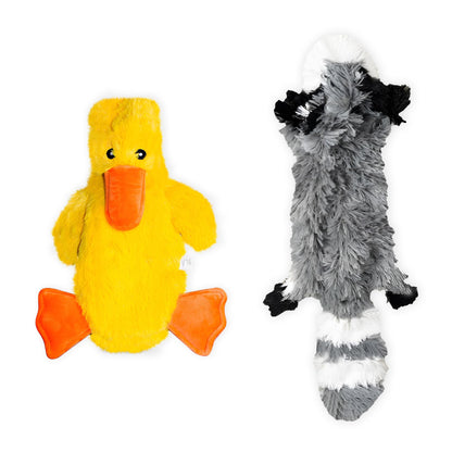 FGA MARKETPLACE Duck and Frog Flat NO Stuffing NO Squeak Plush Dog Toy, Funny Style Will Entertain Your Pet for Hours, Recommended for Small and Medium Dog 21 INCH Long