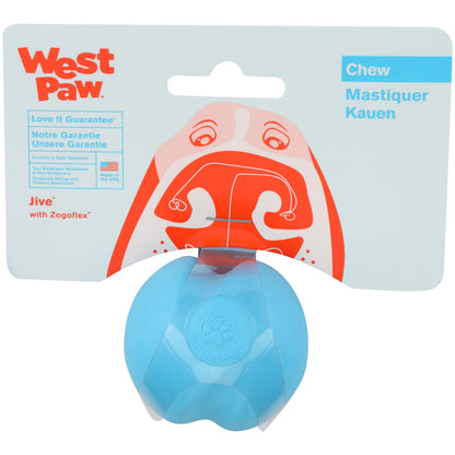 WEST PAW Zogoflex Jive Ball Dog Chew Toy – Bouncing Toys for Dogs, Fetch, Catch, Chewing, Play – Floatable, Recyclable Balls – Latex-Free, Non-Toxic, Dishwasher Safe Dog Toy, Small 2.5", Aqua Blue