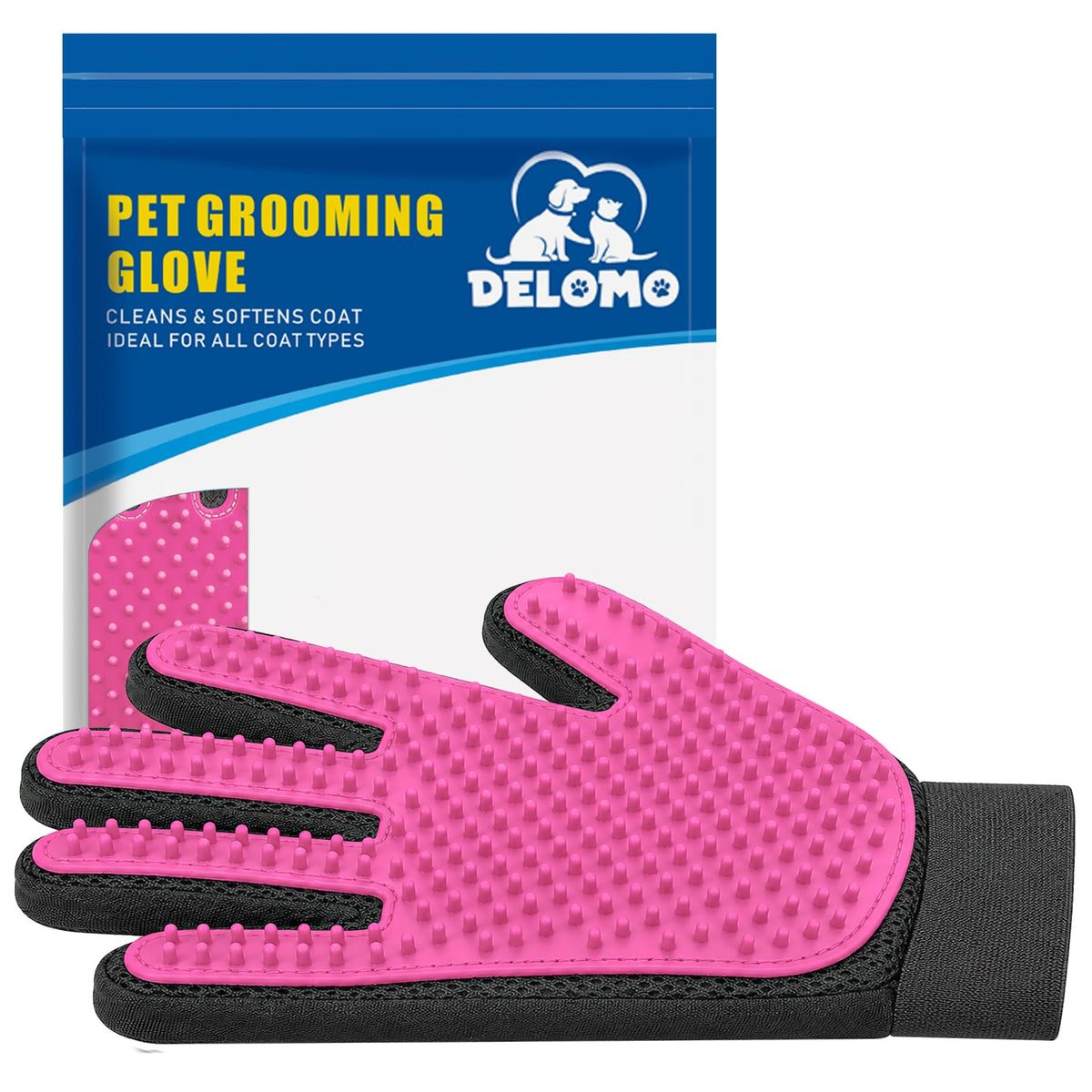 Pet Hair Removal Glove with 255 Silicone Tips for Dogs & Cats, Right Purple