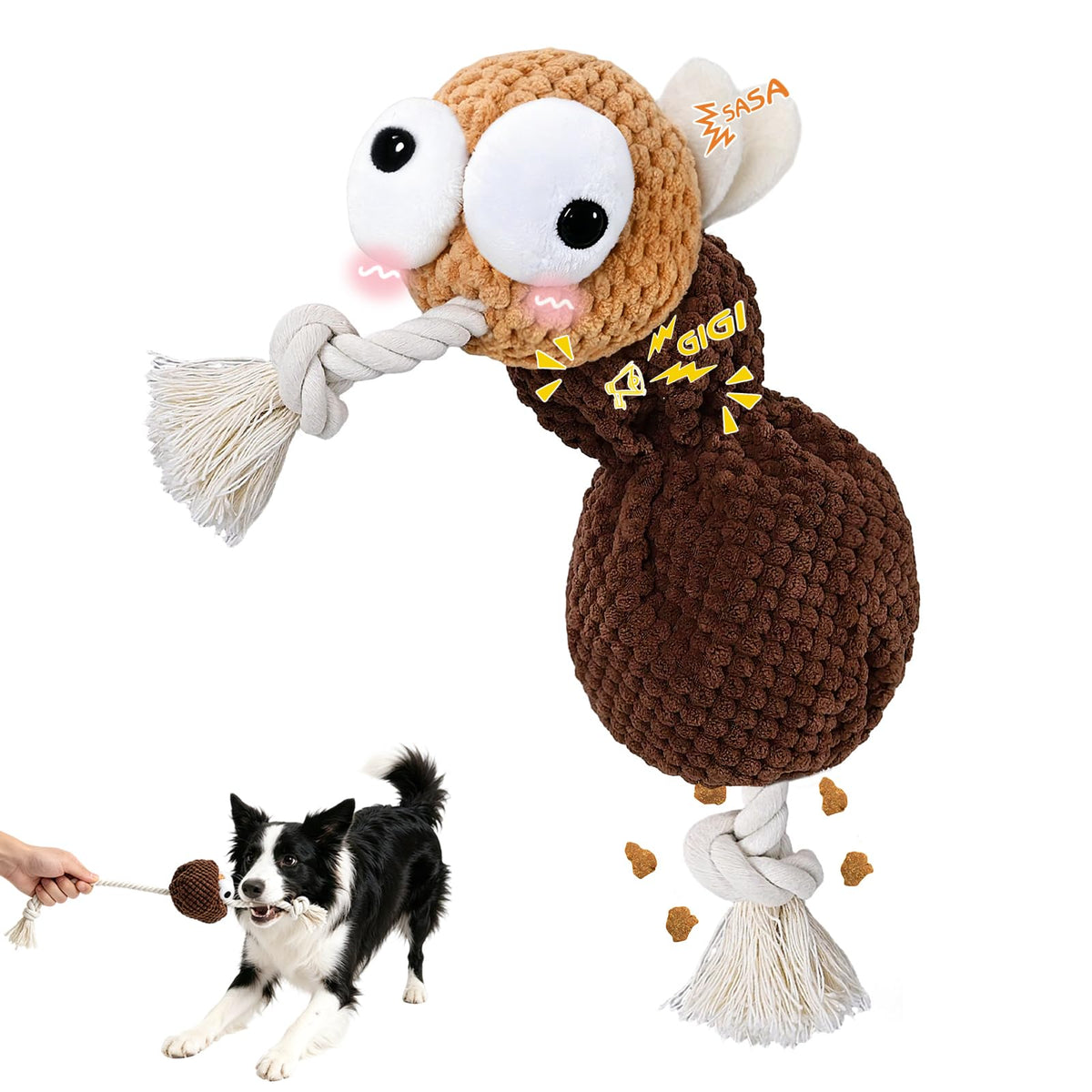 Yipetor Durable Dog Chew Toys 6 Pack, Cotton Rope Rubber Dog Toys