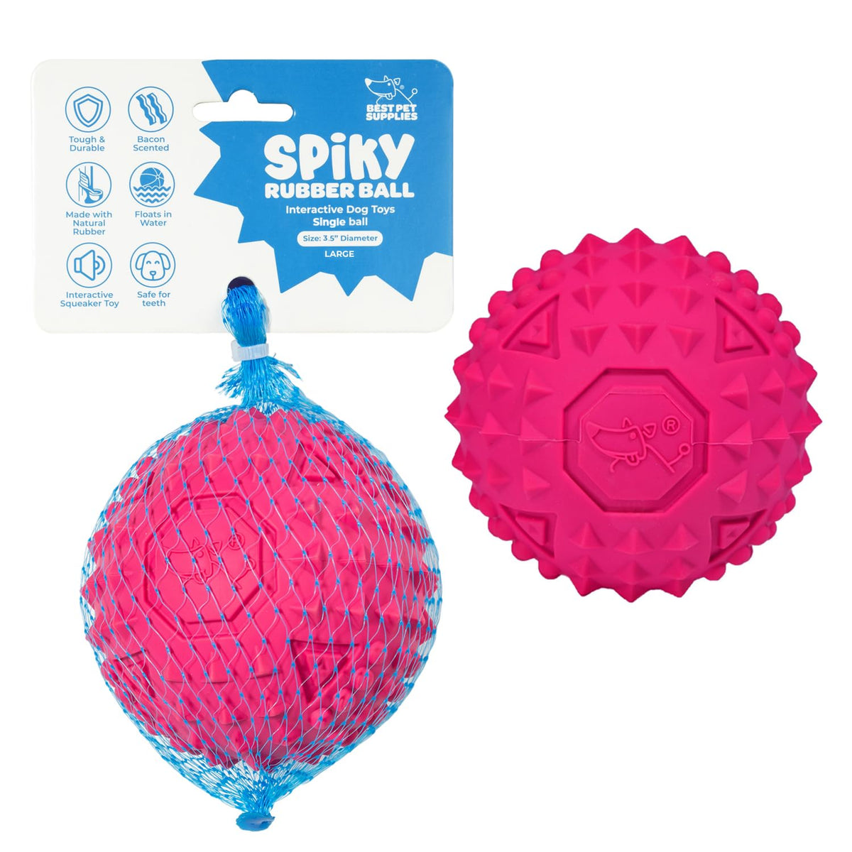 Best Pet Supplies Squeaky Dog Toys with Soft Durable Fabric for Small, Medium and Large Pets Interactive Toy for Indoor Play, Supports Active Biting and Play - Fuchsia, Green, Large