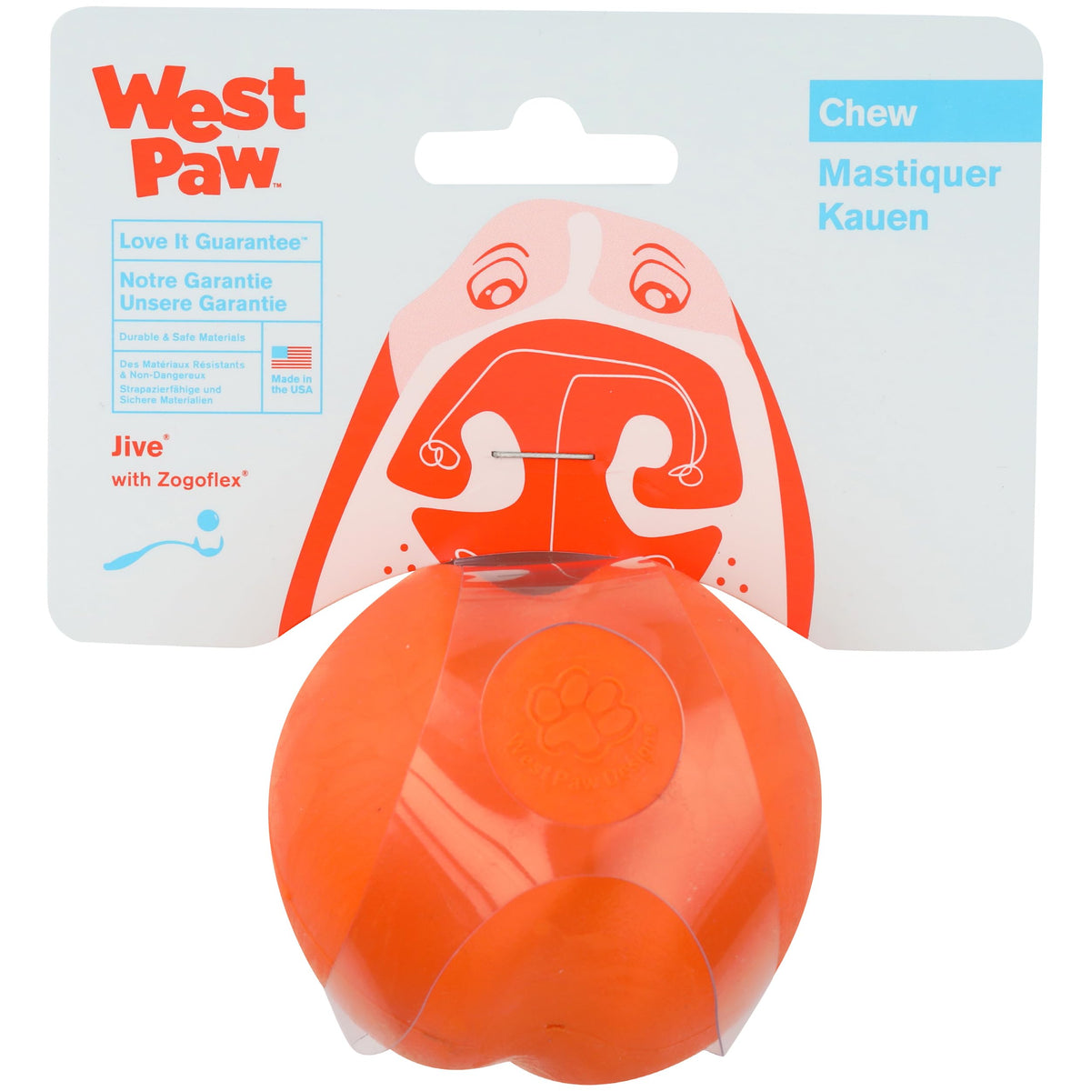 WEST PAW Zogoflex Jive Ball Dog Chew Toy – Bouncing Toys for Dogs, Fetch, Catch, Chewing, Play – Floatable, Recyclable Balls – Latex-Free, Non-Toxic, Dishwasher Safe Dog Toy, Small 2.5", Aqua Blue