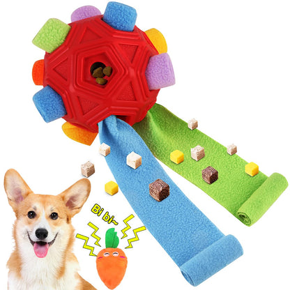 Dog Snuffle Ball-Interactive Puzzle Dog Toys Encourage Natural Foraging Skills Slow Feeder for Training and Stress Relief, Cloth Strip Hiding Food Dog Toys for Any Size Dogs