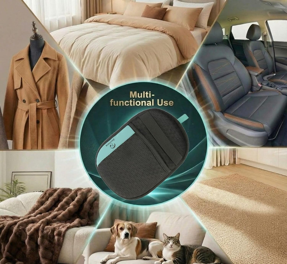 Pet Hair Remover Glove for Dogs & Cats, Reusable Electrostatic Fur Remover