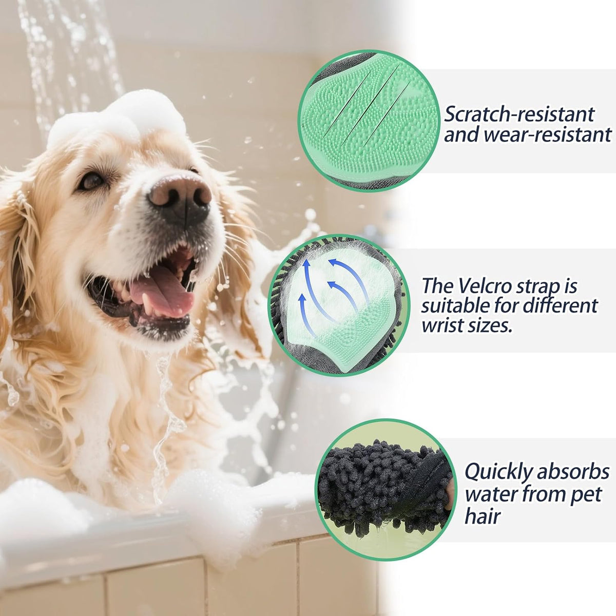 Green Double-Sided Dog Bath Glove Dog Washing Glove for Dogs&Cats