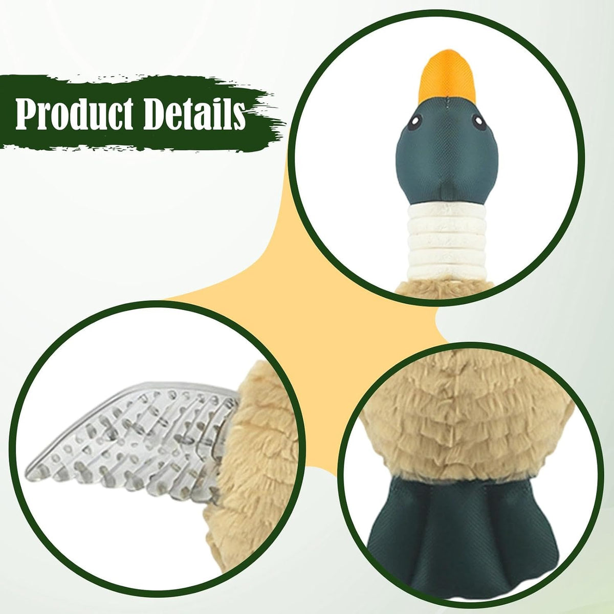 Squeaking Duck Dog Toy with Durable Oxford Fabric,Light Brown