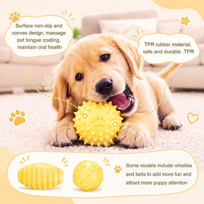 Jenaai 30 Pcs Rubber Puppy Chew Toy Bulk Yellow Durable Dog Interactive Toy