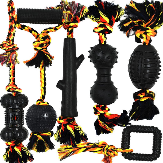 Yipetor Durable Dog Chew Toys 6 Pack, Cotton Rope Rubber Dog Toys