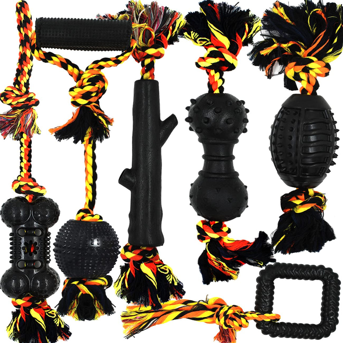 Yipetor Durable Dog Chew Toys 6 Pack, Cotton Rope Rubber Dog Toys