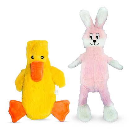 FGA MARKETPLACE Duck and Frog Flat NO Stuffing NO Squeak Plush Dog Toy, Funny Style Will Entertain Your Pet for Hours, Recommended for Small and Medium Dog 21 INCH Long