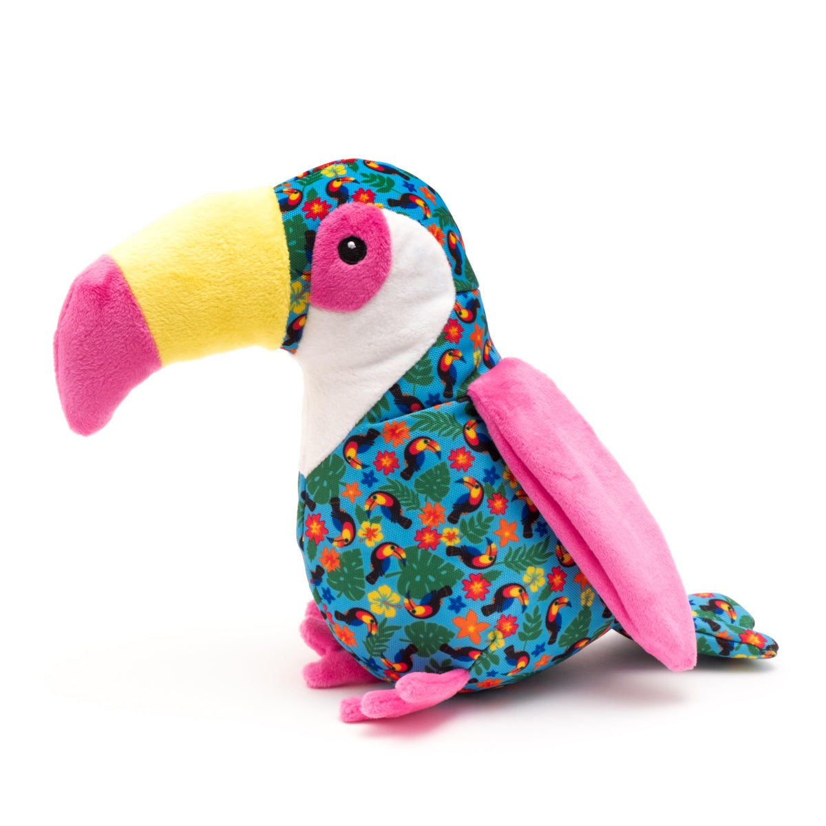 The Worthy Dog Animal Pattern Tough Plush Squeaky Dog Toy, Rubber Duck