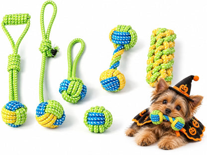Halloween Puppy Chew Toys, 6 Pack Teething Toys for Small Breed Puppies