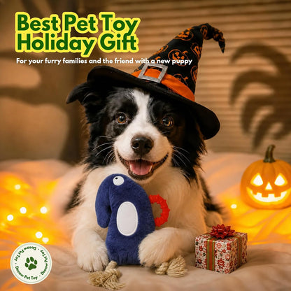 Deeow Squeaky Plush Dog Tug Chew Toy, Tether Puppy Toy-Halloween Theme