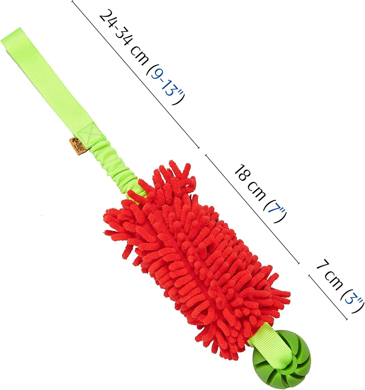 Dingo Dog tug Toy and TPR Rubber Ball Bungee Handle, Microfiber, red 20 in