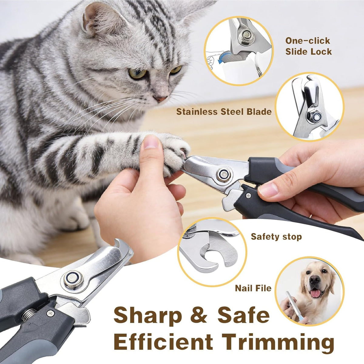 Dog Brush & Pet Grooming Kit – Deshedding Brush, Slicker Brush, Dematting Comb, Bath Brush, Scissors, Nail Clipper for Dogs & Cats – Complete Grooming Kit for Shedding, Matted Hair, Bathing & Paw Care