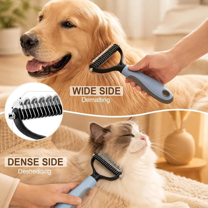 2PCS Pet Knotter for Dogs,Pet Grooming Brush, Dog Brush, Deshedding Grooming Comb Fur Brushes, Double Sided Shedding Brushes For Dogs And Cats (Blue+Pink)