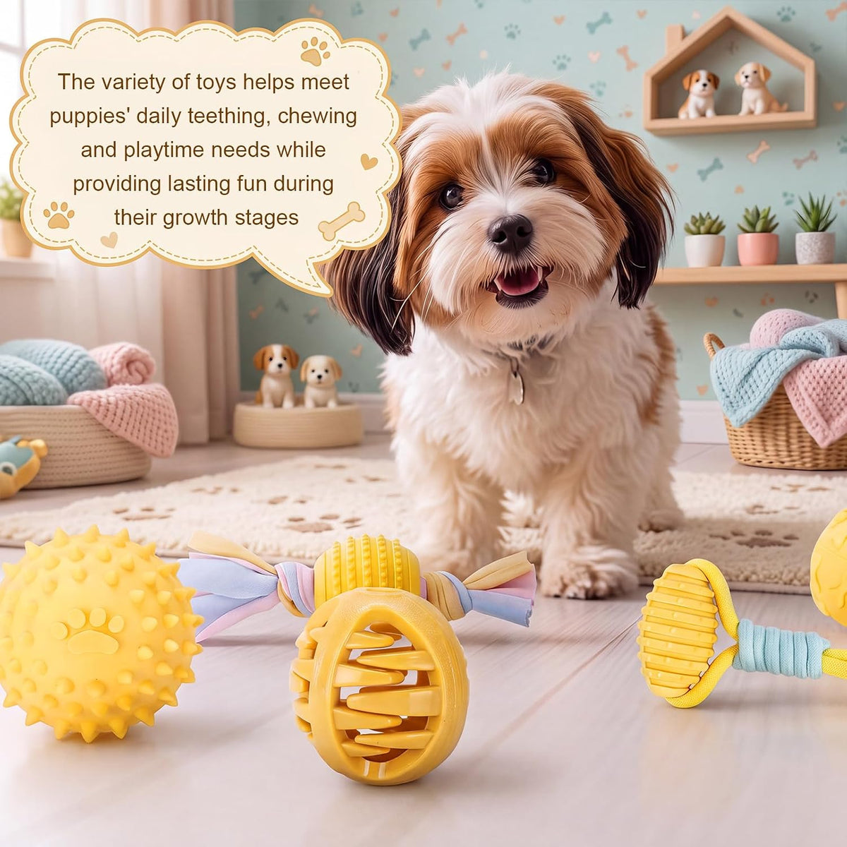 Jenaai 30 Pcs Rubber Puppy Chew Toy Bulk Yellow Durable Dog Interactive Toy