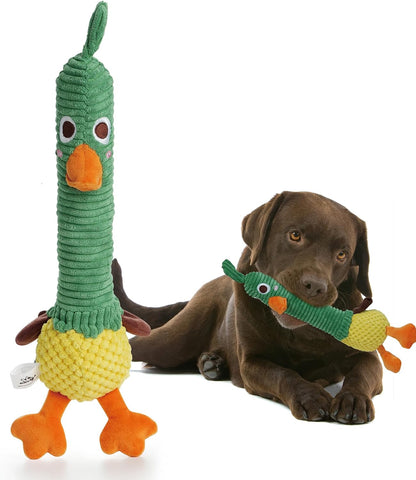 Nocciola 2 in 1 Easter Duck Dog Toy with a Large Rubber Squeaker - Tough Durable Stuffed Squeaky Crinkle Chew Toys for Aggressive Chewers, Medium and Large Breeds