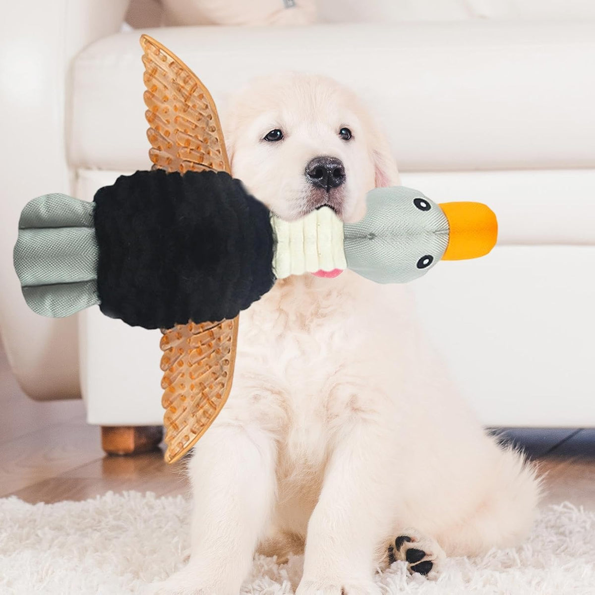 Durable Duck Squeaky Toy for Puppies and Small Dogs,Black