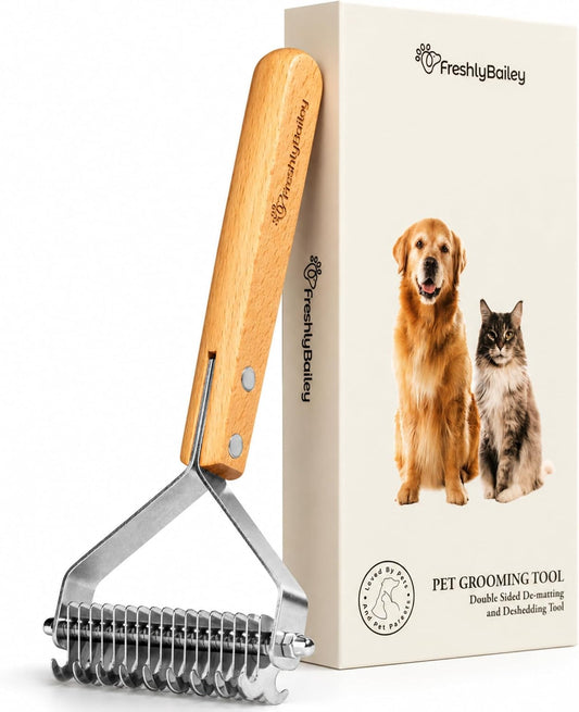 Dematting Comb for Cats and Dogs - Deshedding Undercoat Rake - Mat Remover