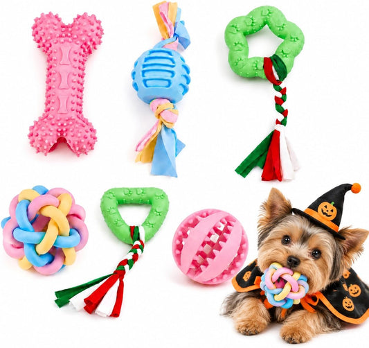Halloween Puppy Chew Toys, 6 Pack Teething Toys for Small Breed Puppies