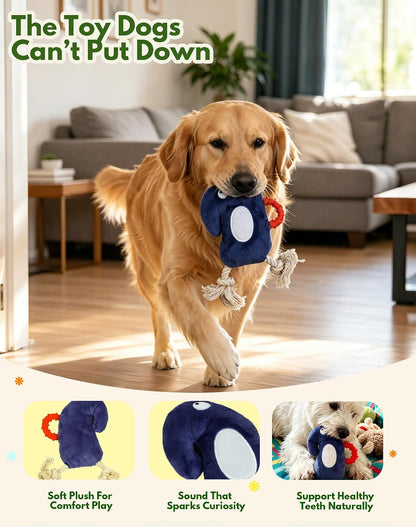 Deeow Squeaky Plush Dog Tug Chew Toy, Tether Puppy Toy-Halloween Theme