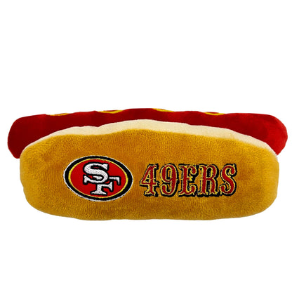 Pets First NFL Chicago Bears HOT Dog Plush Dog & CAT Squeak Toy - Cutest HOT-Dog Snack Plush Toy for Dogs & Cats with Inner Squeaker & Beautiful Football Team Name/Logo 8 x 5 x 3 Inches