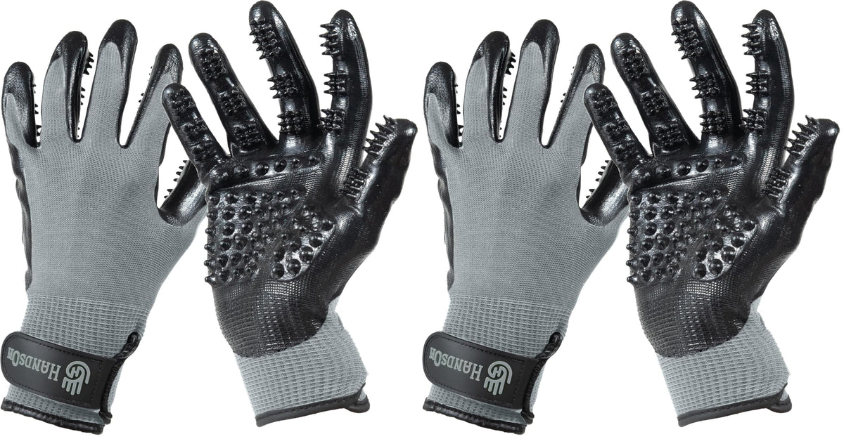 H HANDSON Pet Grooming Gloves - Patented #1 Ranked, Award Winning Shedding, Bathing, & Hair Remover Gloves - Gentle Brush for Cats, Dogs, and Horses (Black, Large)