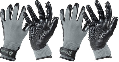 H HANDSON Pet Grooming Gloves - Patented #1 Ranked, Award Winning Shedding, Bathing, & Hair Remover Gloves - Gentle Brush for Cats, Dogs, and Horses (Black, Large)