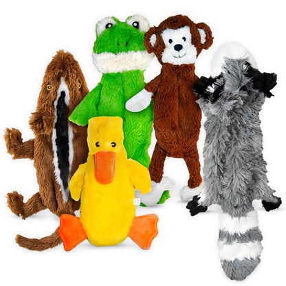 FGA MARKETPLACE Duck and Frog Flat NO Stuffing NO Squeak Plush Dog Toy, Funny Style Will Entertain Your Pet for Hours, Recommended for Small and Medium Dog 21 INCH Long