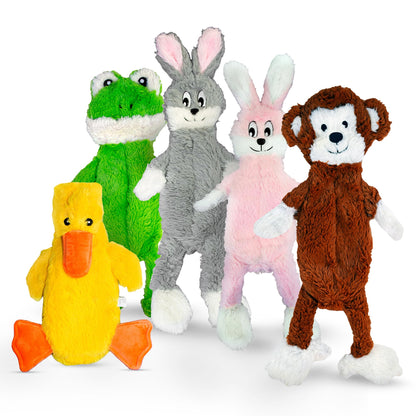 FGA MARKETPLACE Duck and Frog Flat NO Stuffing NO Squeak Plush Dog Toy, Funny Style Will Entertain Your Pet for Hours, Recommended for Small and Medium Dog 21 INCH Long