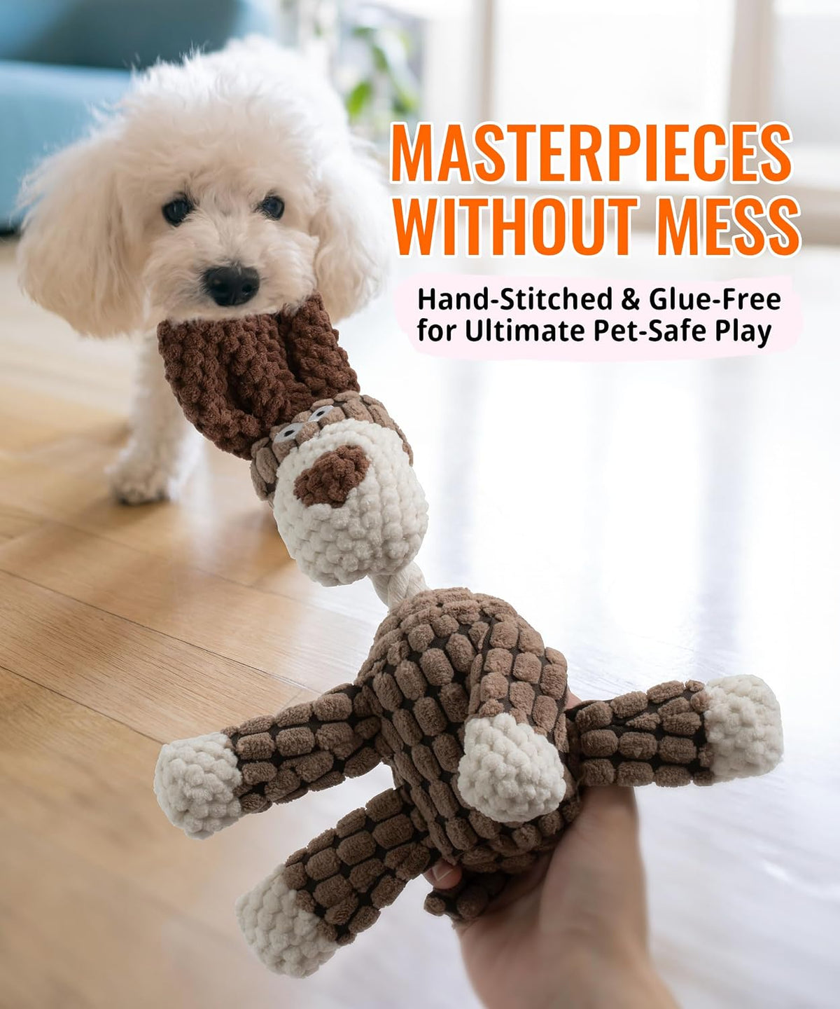 Squeaky Plush Dog Toys 3 Pack Set, Stuffed Animal Chew Toys for Small Dogs
