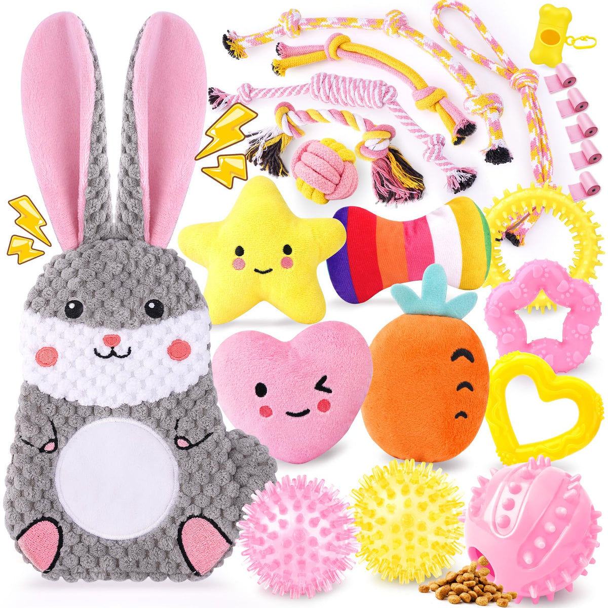 Zeaxuie 23 Pack Luxury Puppy Toys for Teething Small Dogs, Puppy Chew Toys with Rubber Toy, Rope and Squeaky Toys