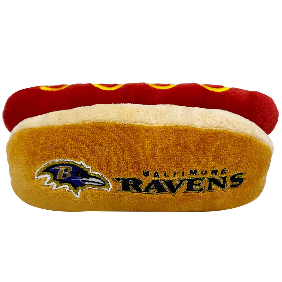 Pets First NFL Chicago Bears HOT Dog Plush Dog & CAT Squeak Toy - Cutest HOT-Dog Snack Plush Toy for Dogs & Cats with Inner Squeaker & Beautiful Football Team Name/Logo 8 x 5 x 3 Inches