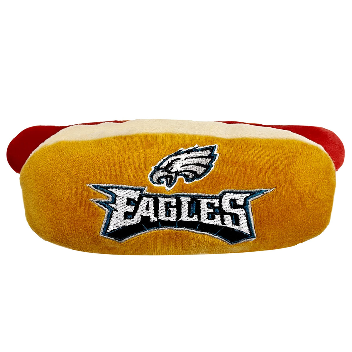Pets First NFL Chicago Bears HOT Dog Plush Dog & CAT Squeak Toy - Cutest HOT-Dog Snack Plush Toy for Dogs & Cats with Inner Squeaker & Beautiful Football Team Name/Logo 8 x 5 x 3 Inches