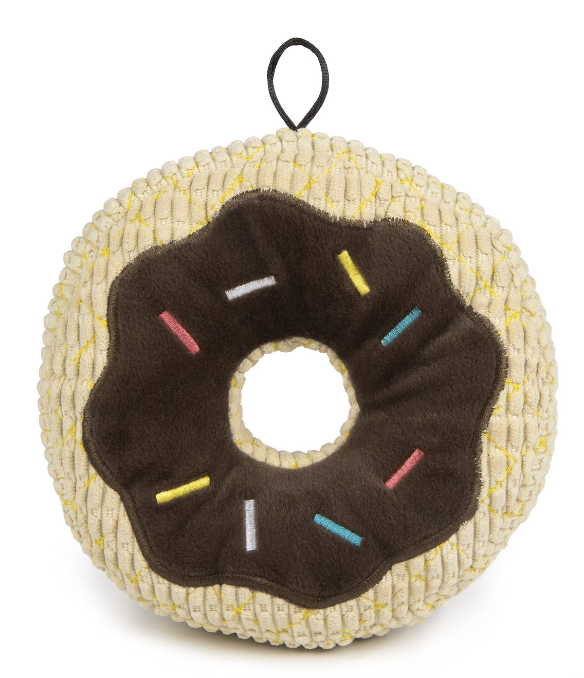 TrustyPup Tough 'N Fun Donut Squeaky Plush Dog Toy, Chew Guard Technology - Tan, Small (71148)