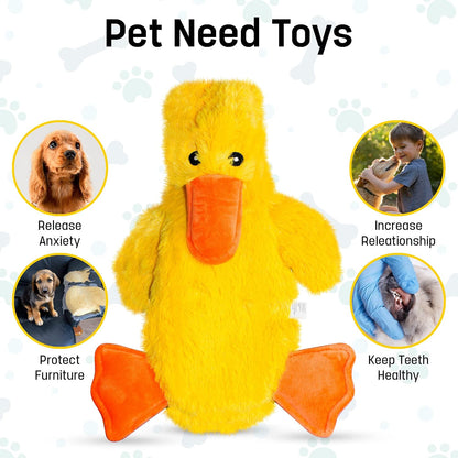 FGA MARKETPLACE Duck and Frog Flat NO Stuffing NO Squeak Plush Dog Toy, Funny Style Will Entertain Your Pet for Hours, Recommended for Small and Medium Dog 21 INCH Long