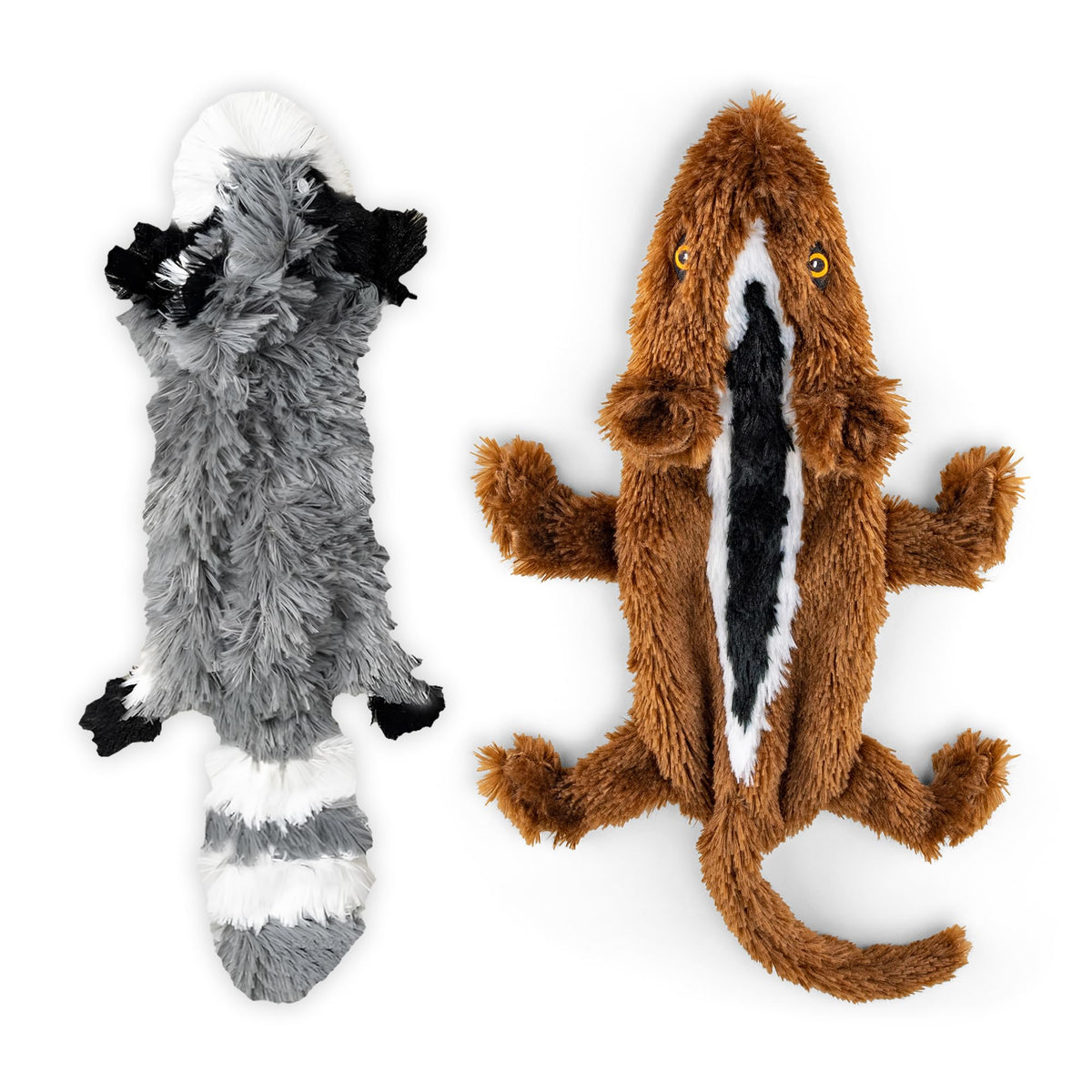 FGA MARKETPLACE Duck and Frog Flat NO Stuffing NO Squeak Plush Dog Toy, Funny Style Will Entertain Your Pet for Hours, Recommended for Small and Medium Dog 21 INCH Long