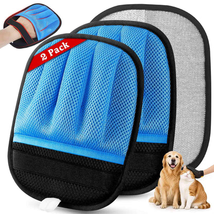 SUETT Pet Hair Removal Gloves, Reusable Five-Finger Grooming Gloves for Dogs and Cats, Removes Pet Hair from Clothes, Sofas, Carpets, and Car Seats, Black