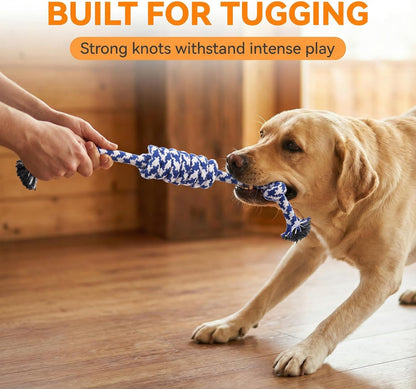 3 Pack Puppy Rope Toys – Cotton & Polyester Dog Chew Toys for Small & Medium Dogs – Teething, Tug, Fetch & Teeth Cleaning – Keeps Playful Dogs Busy