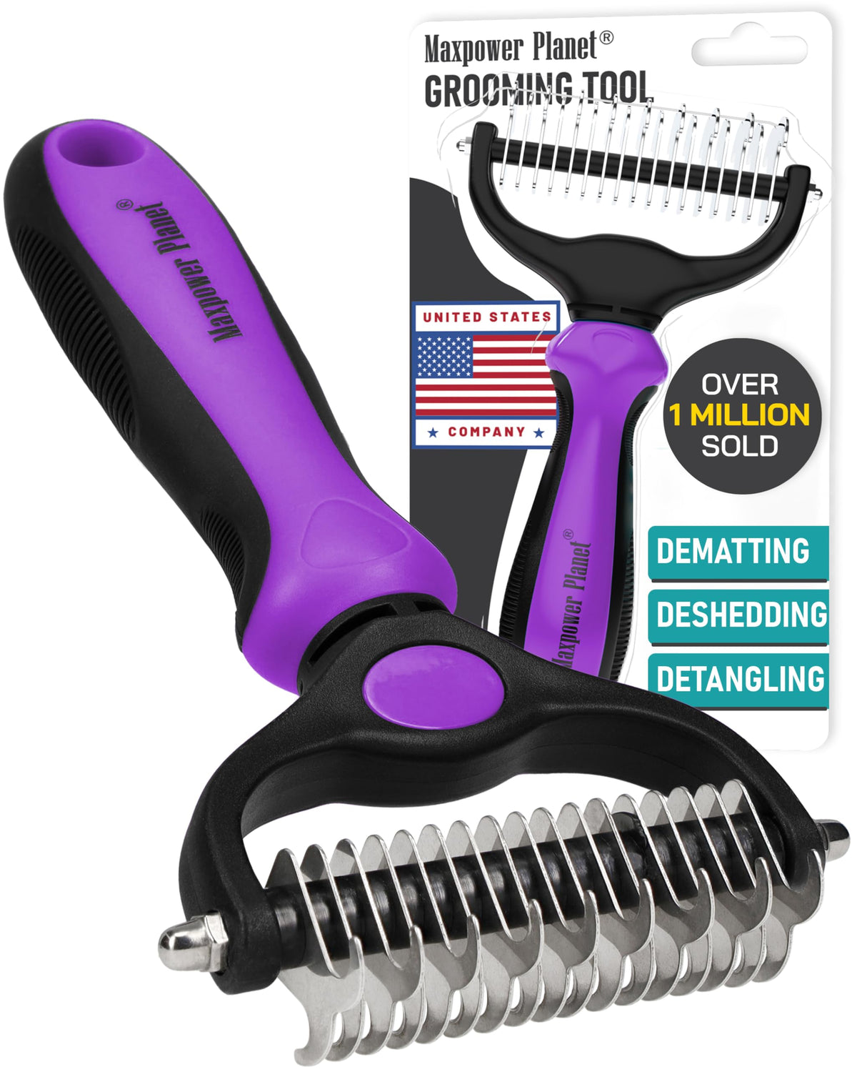 Maxpower Planet Pet Grooming Rake and Dematting Comb, Pet Pro