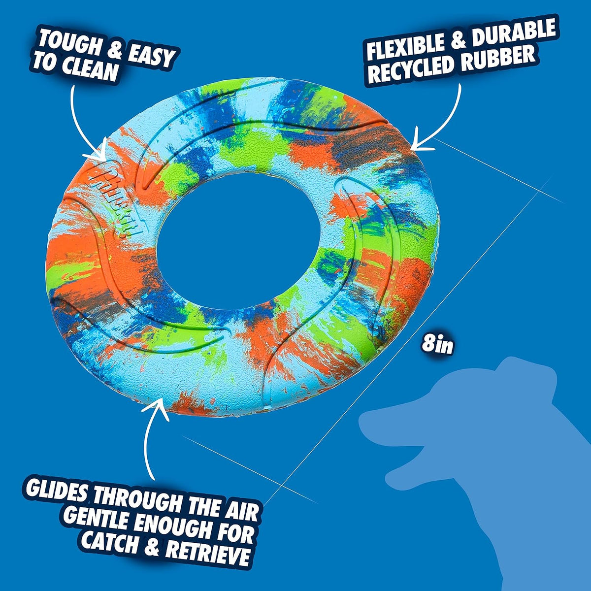 Chuckit! EcoFetch Flyer Rubber Dog Toy, Medium (8 Inch Diameter) Pack of 1, for Breeds 20-60 lbs