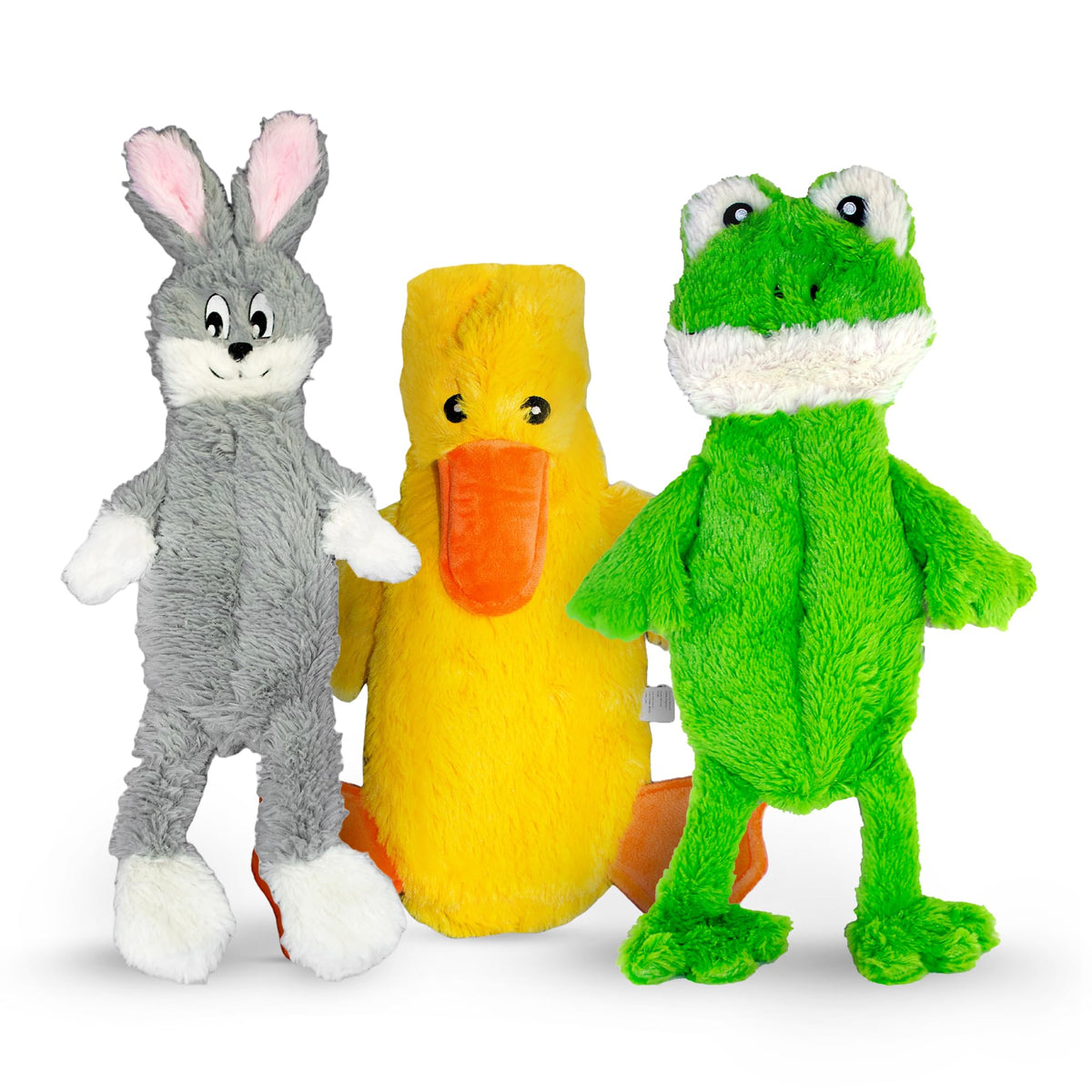FGA MARKETPLACE Duck and Frog Flat NO Stuffing NO Squeak Plush Dog Toy, Funny Style Will Entertain Your Pet for Hours, Recommended for Small and Medium Dog 21 INCH Long