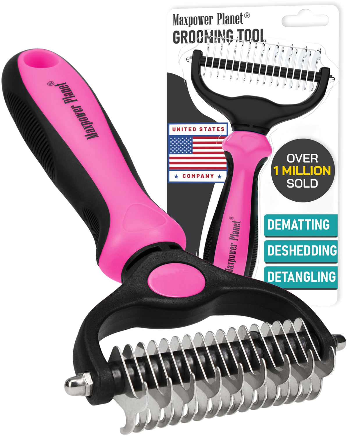 Maxpower Planet Dog Grooming Rake, Deshedding Undercoat Brush, Dogs & Cats
