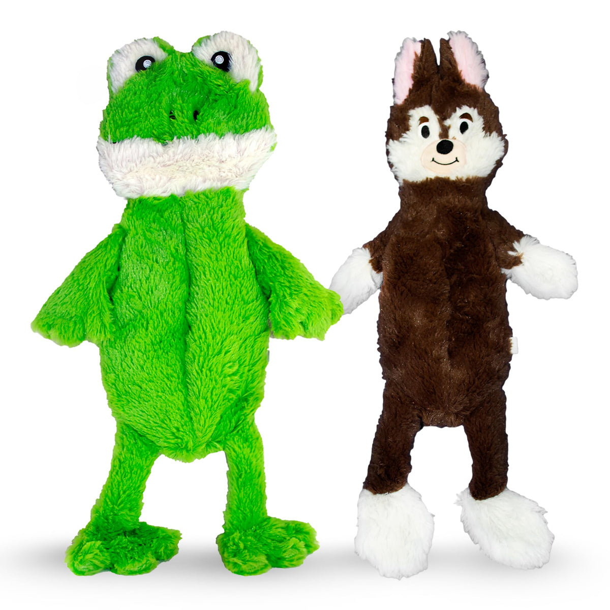 FGA MARKETPLACE Duck and Frog Flat NO Stuffing NO Squeak Plush Dog Toy, Funny Style Will Entertain Your Pet for Hours, Recommended for Small and Medium Dog 21 INCH Long