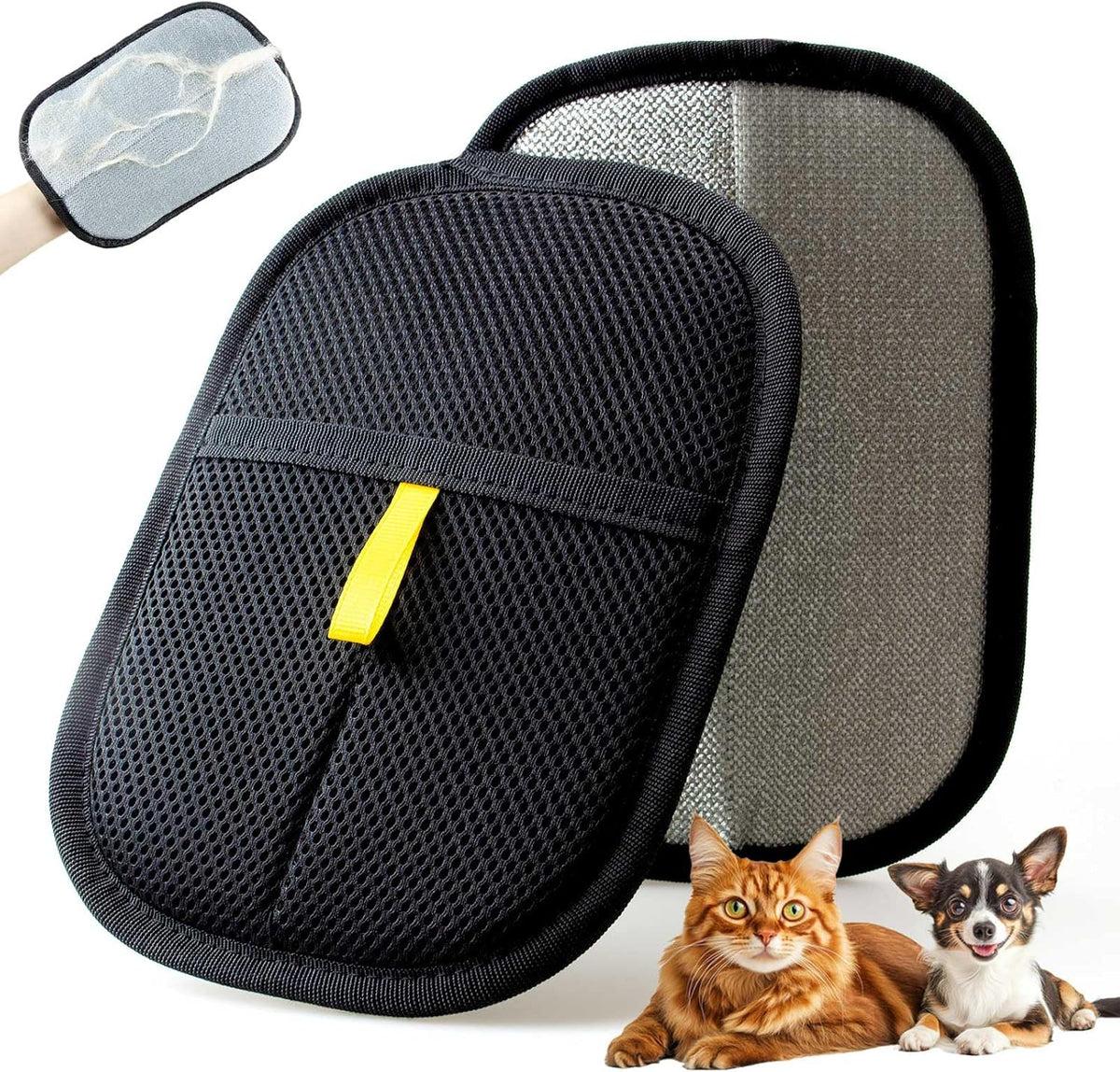 Thickened Pet Hair Removal Glove - Electrostatic Cat Dog Hair Remover Glove, Reusable Magic Brush Pet Hair Remover Tool for Couch, Carpet, and Car Seat (Black,1 Pack)