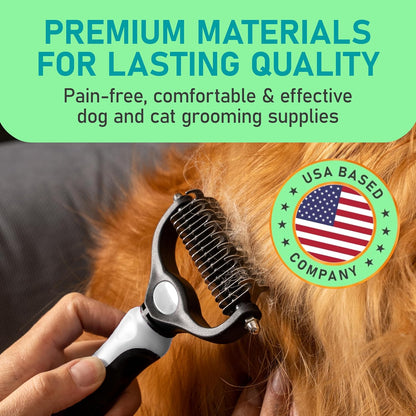 Maxpower Planet Pet Grooming Brush - Double-Sided Undercoat Rake for Dogs and Cats, Extra Wide, Reduces Shedding by 95%, White