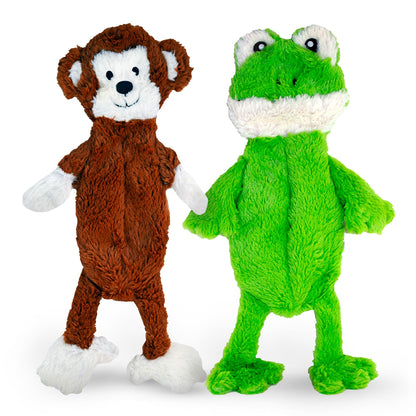 FGA MARKETPLACE Duck and Frog Flat NO Stuffing NO Squeak Plush Dog Toy, Funny Style Will Entertain Your Pet for Hours, Recommended for Small and Medium Dog 21 INCH Long