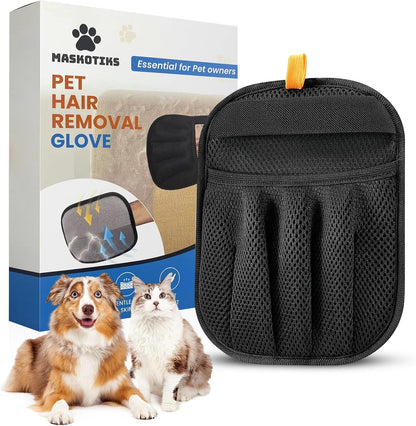 Pet Hair Removal Glove for Furniture and Clothes - Reusable Lint and Fur Sweeper Mitt for Couches, Car Seats, and Upholstery