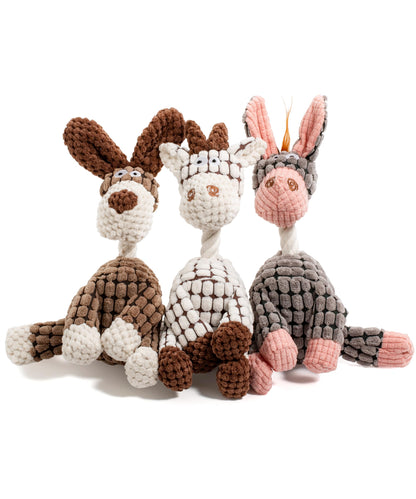 Squeaky Plush Dog Toys 3 Pack Set, Stuffed Animal Chew Toys for Small Dogs